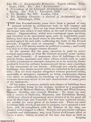 Architecture Renewed: Style, Ambition, and Public Buildings. An article printed in 1854, written. BUILDING A. MODERN CAPITAL: PUBLIC.