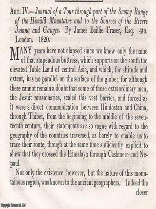Across the Himalaya: Fraser's Passage and the Ghurka Encounter. An article printed in 1820, A HIMALAYAN JOURNEY, GHURKA.