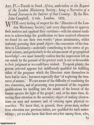 South African Missions: Campbell's Travels and Observations. An article printed in 1822, ACROSS SOUTHERN AFRICA: CAMPBELL'S MISSIONARY.