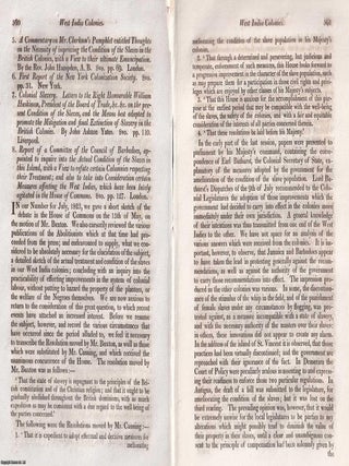 The West Indies in Transition: Slavery, Trade, and Imperial Policy. An article printed in 1824, COMMERCE SLAVERY, CARIBBEAN UPHEAVAL.
