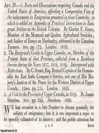 Crossing the Atlantic: Emigration to Canada and Its Prospects. An article printed in 1820, written by Richard Whately. 28 pages.