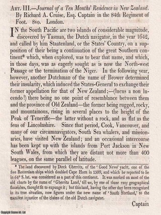 Cruise's New Zealand: Early Encounters in the Southern Pacific. An article printed in 1824, NEW ZEALAND FIRST-HAND: CRUISE'S ENCOUNTERS.