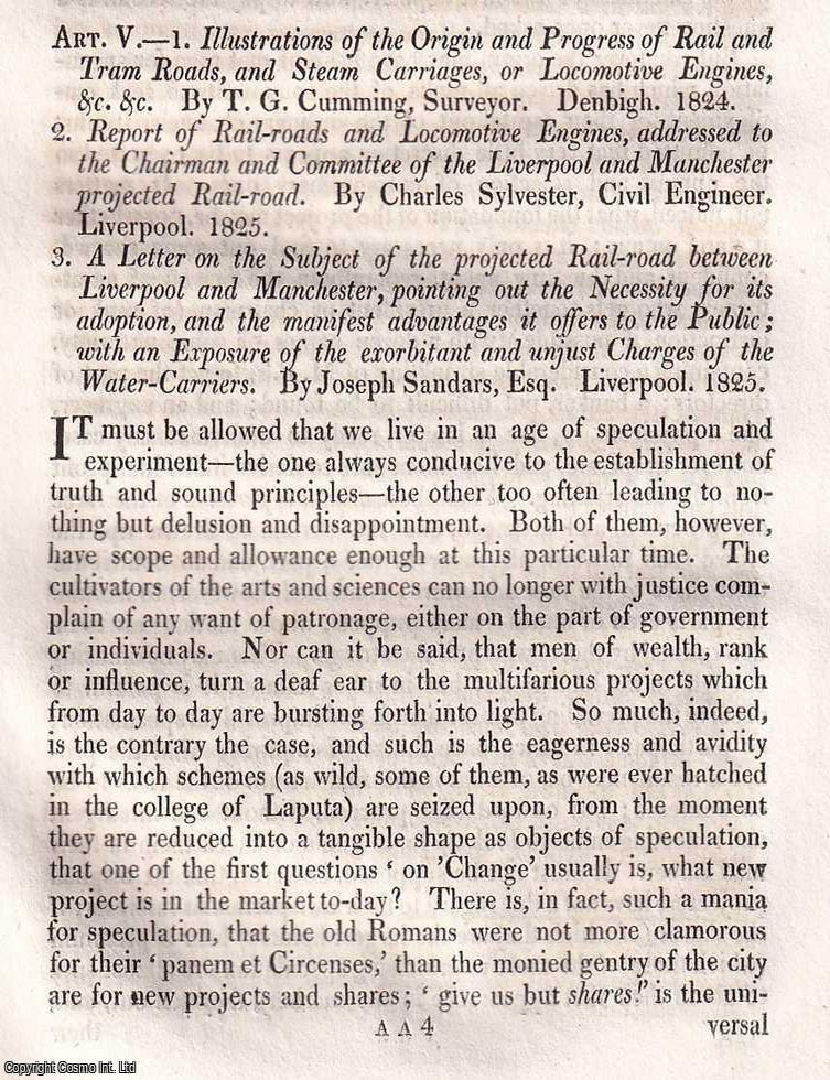 Item #375366 Canals, Railroads, and the Economics of Movement. An article printed in 1825, written by John Barrow. 29 pages. HOW CANALS, RAILWAYS RESHAPED TRADE. PRINTED IN 1825.