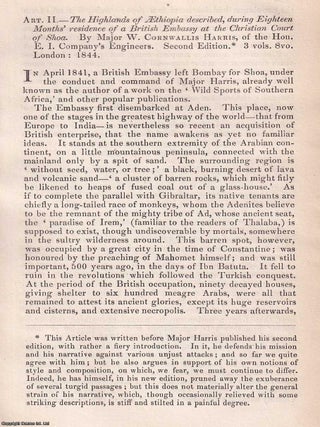At the Court of Shoa: Cornwallis Harris and the Ethiopian Mission. An article printed in 1844, DIPLOMACY IN THE HIGHLANDS: HARRIS'S.