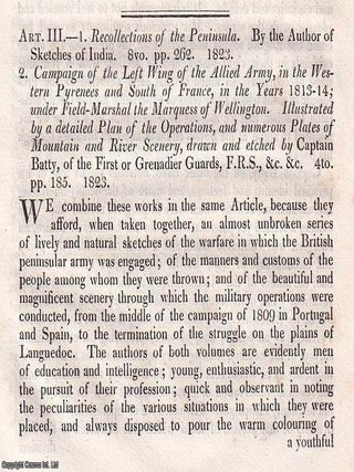 Captain Batty's Peninsular Memories. An article printed in 1823, written by George Procter. CAPTAIN BATTY'S VIEW OF THE.