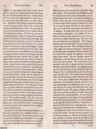 Across Continents: Forbes's Oriental Memoirs Reviewed. An article printed in 1814, written. FORBES'S OBSERVATIONS FROM INDIA.