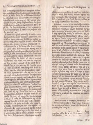Silk in Britain: Progress, Technique, and Industrial Prospects. An article printed in 1825, BRITAIN'S SILK INDUSTRY. PRINTED IN.