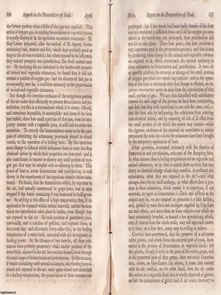Preserving Perishables: Animal & Vegetable Substances. Appert's Method and Its Promise. An article printed in 1814, written by An Edinburgh Review Contributor. 27 Pages.