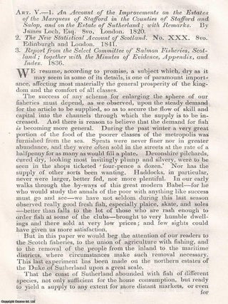 Improving the North: The Sutherland Estate and Scottish Salmon. An article printed in 1842, ESTATE REFORM, SCOTLAND'S SALMON.