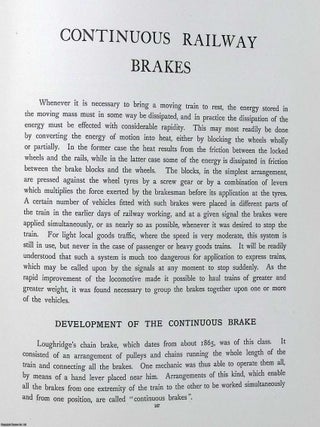 Continuous Railway Brakes, 1908. Including a Colour Sectional Diagram showing a Westinghouse Quick-Acting Compressed-Air Brake. A complete section from Modern Power Generators, edited by James Weir French.