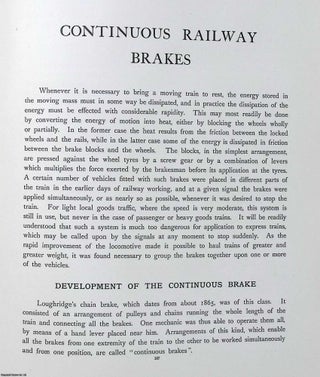 Continuous Railway Brakes, 1908. Including a Colour Sectional Diagram showing a Westinghouse Quick-Acting Compressed-Air Brake. A complete section from Modern Power Generators, edited by James Weir French.