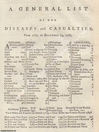 London Bills of Mortality, 1783-1823. A modern reprint collection spanning 40 years of London General Bills of Christenings, Burials, and Mortality. With a short introductory essay, and a colour cover.