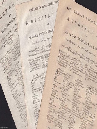 London Bills of Mortality, 1788, 1789, 1791. A small group of single page London General Bills of. LONDON BILLS OF MORTALITY.