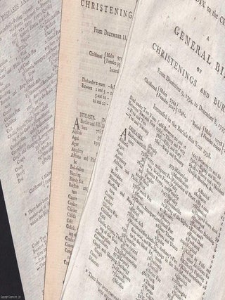 London Bills of Mortality, 1792, 1795, 1796. A small group of single page London General Bills of. LONDON BILLS OF MORTALITY.