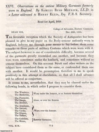 Observations on the antient Military Garments formerly worn in England. An article printed in. BAYEUX TAPESTRY RELATED.