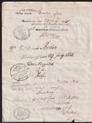 Henry Canning in Hamburg, 1838: A British Diplomat Endorsed Hanseatic Senate Document. An original document, measuring 27 x 43.5 cms.