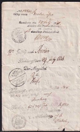 Henry Canning in Hamburg, 1838: A British Diplomat Endorsed Hanseatic Senate Document. An original document, measuring 27 x 43.5 cms.