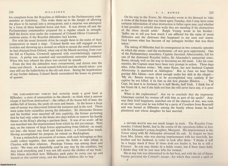 Item #375841 Hillesden : Buckinghamshire and Oliver Cromwel. An original article from the...