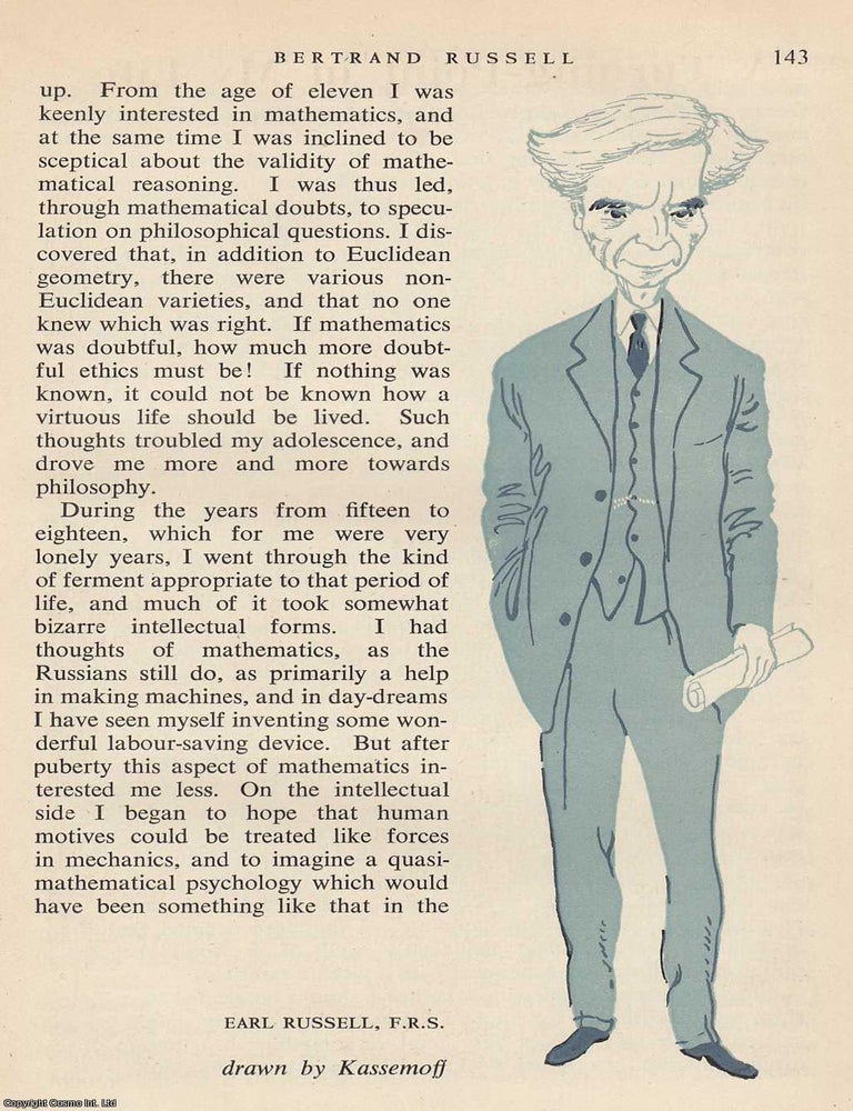 Item #375878 A Turning Point in My Life. 5 pages. An article printed in 1948, written by Bertrand...