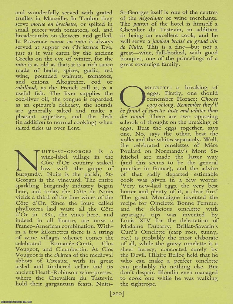 Item #375906 A Gourmet's Alphabet. 16 pages. An article printed in 1959, written by Tudor...