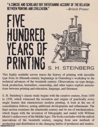 Five Hundred Years of Printing. With a Foreword by Beatrice Warde.