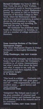 The Great Shakespeare Forgery. A New Look at the Career of William Henry Ireland,