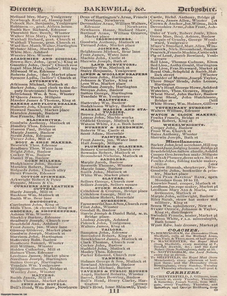 Item #376691 Derbyshire, 1828-29. The complete text from Pigot & Co's National...