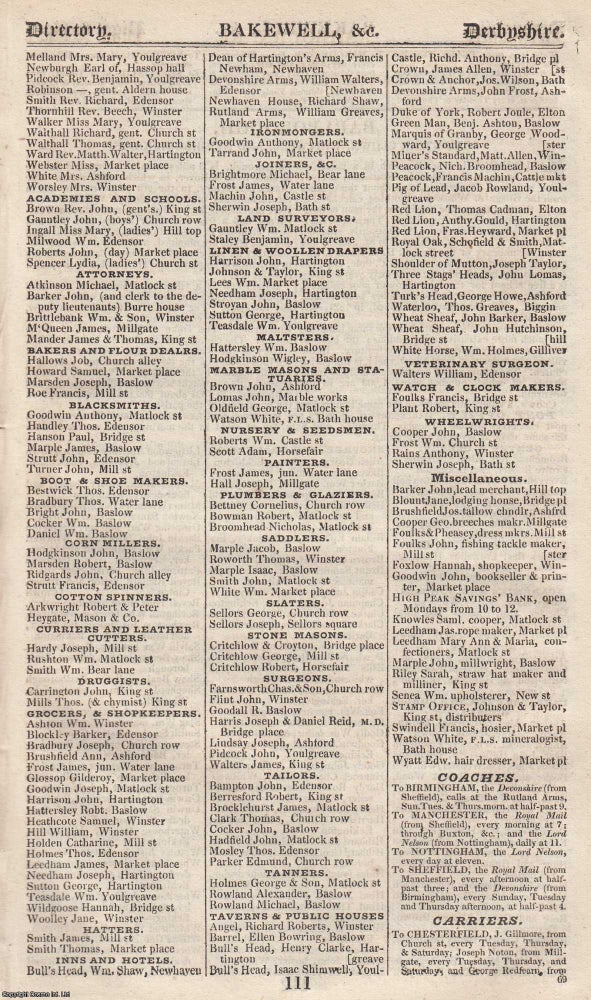 Item #376691 Derbyshire, 1828-29. The complete text from Pigot & Co's National...