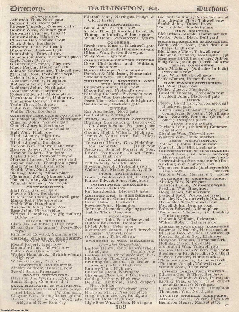 Item #376692 Durham, 1828-29. The complete text from Pigot & Co's National Commercial...