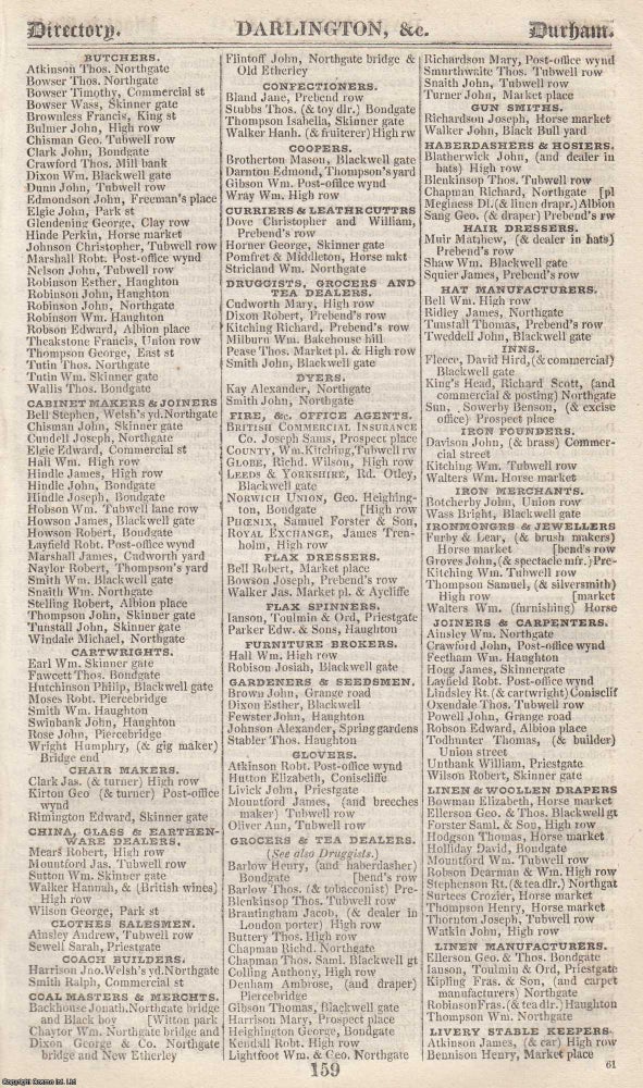 Item #376692 Durham, 1828-29. The complete text from Pigot & Co's National Commercial...