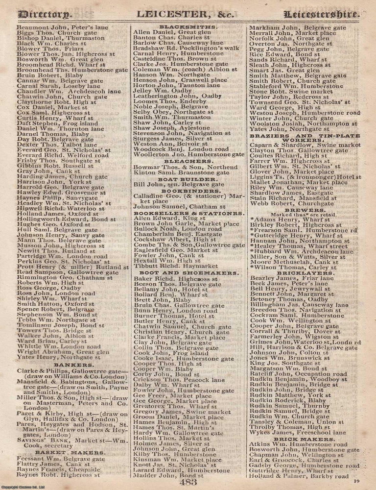 Item #376693 Leicestershire, 1828-29. The complete text from Pigot & Co's National...