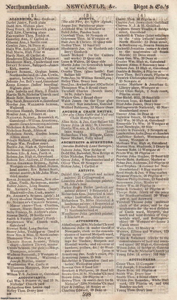 Item #376695 Northumberland, incl. Newcastle, 1828-29. The complete text from Pigot &...