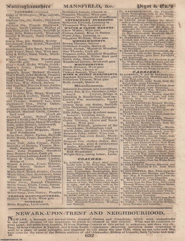 Item #376696 Nottinghamshire, 1828-29. The complete text from Pigot & Co's National...