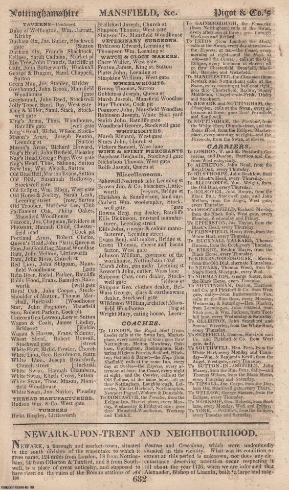 Item #376696 Nottinghamshire, 1828-29. The complete text from Pigot & Co's National...