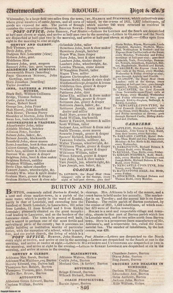 Item #376699 Westmoreland, 1828-29. The complete text from Pigot & Co's National...