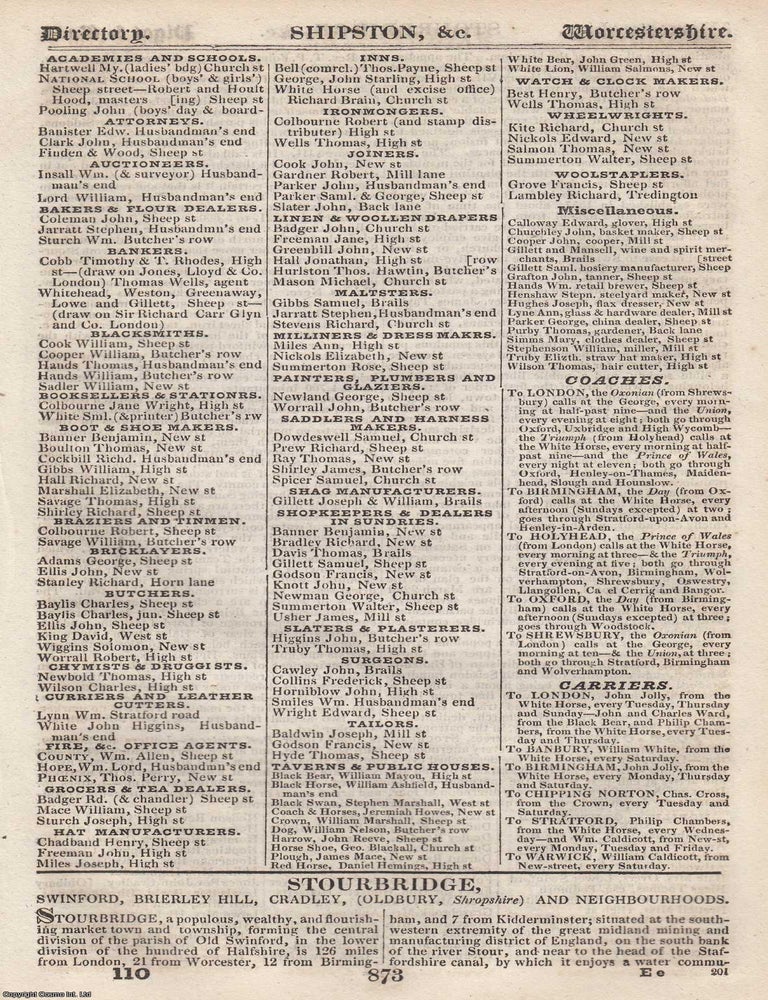 Item #376700 Worcestershire, 1828-29. The complete text from Pigot & Co's National...