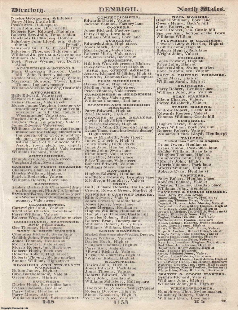 Item #376701 North Wales, 1828-29. The complete text from Pigot & Co's National...
