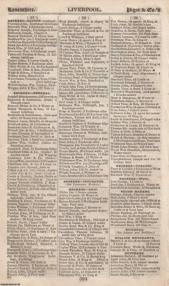Item #376703 Lancashire, incl. Liverpool & Manchester, 1828-29. The complete text from Pigot...