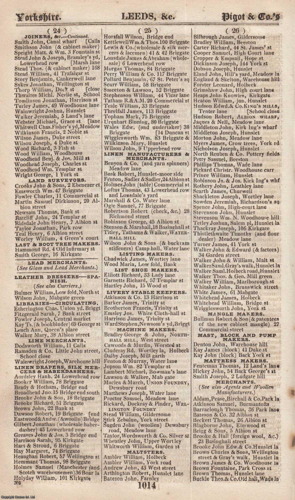 Item #376704 Yorkshire, incl. Leeds & Sheffield, 1828-29. The complete text from Pigot &...