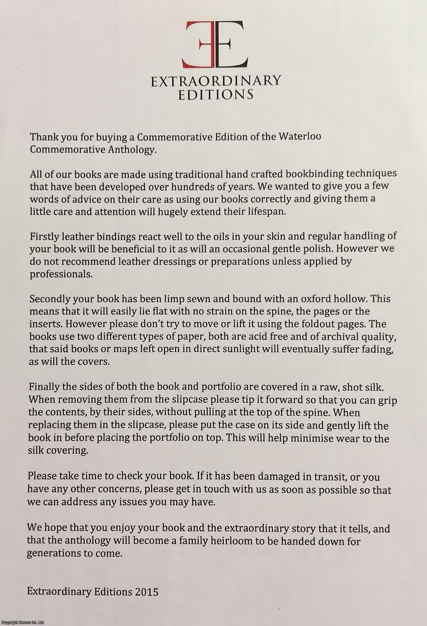 The Waterloo Commemorative Anthology. 2 Volumes. Limited Edition Set ...