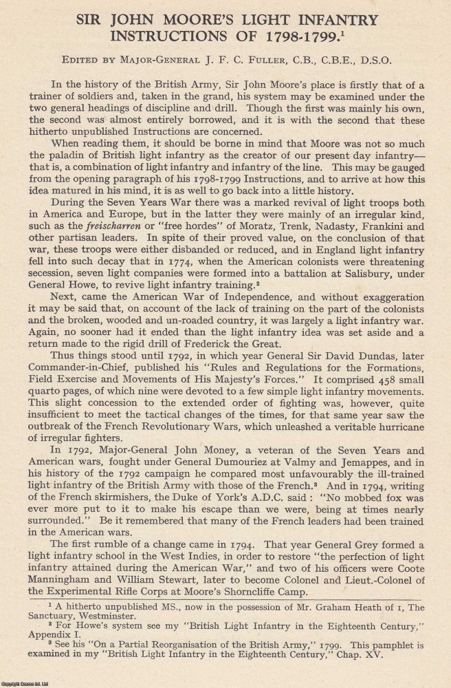 Item #401456 Sir John Moore's Light Infantry Instructions of 1798-1799. An original article...