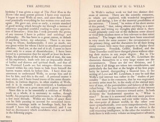 Item #406227 The Failure of H.G. Wells. An original article from The Adelphi, 1926. Geoffrey H....
