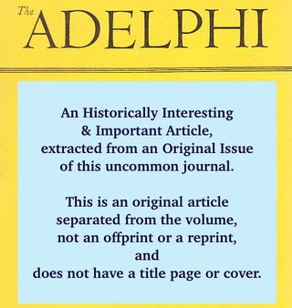 Item #406287 Unleashed. (A Short Story). An original article from The New Adelphi, 1928. Malachi...