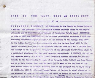 1907 Will and (4) Codicils of Miss Elizabeth Preedy of. Elizabeth Preedy 1907 Will, Kiddlingto.