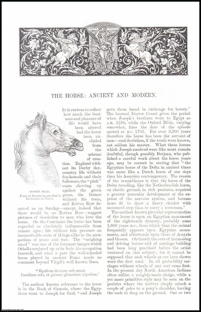 Item #406652 The Horse: Ancient and Modern. An original article from the English Illustrated Magazine, 1885. Alfred E. T. Watson.