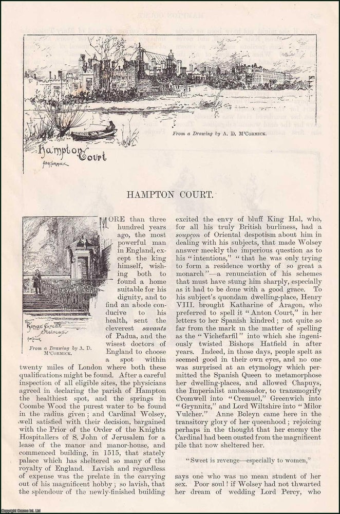 Item #406768 Hampton Court. An original article from the English Illustrated Magazine, 1888. Barbara Clay Finch, A D. McCormick.