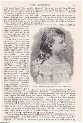 Item #406794 Dutch Girlhood. An original article from the English Illustrated Magazine, 1890. Mrs...