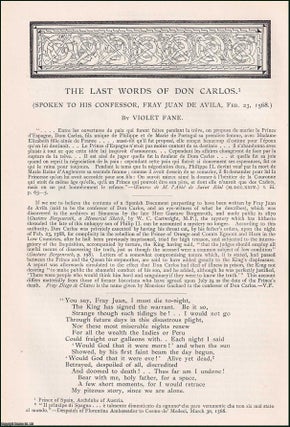Item #406808 The Last Words of Don Carlos. An original article from the English Illustrated...