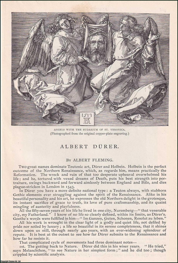 Item #406813 Albert Durer. An original article from the English Illustrated Magazine, 1890. Albert Fleming.