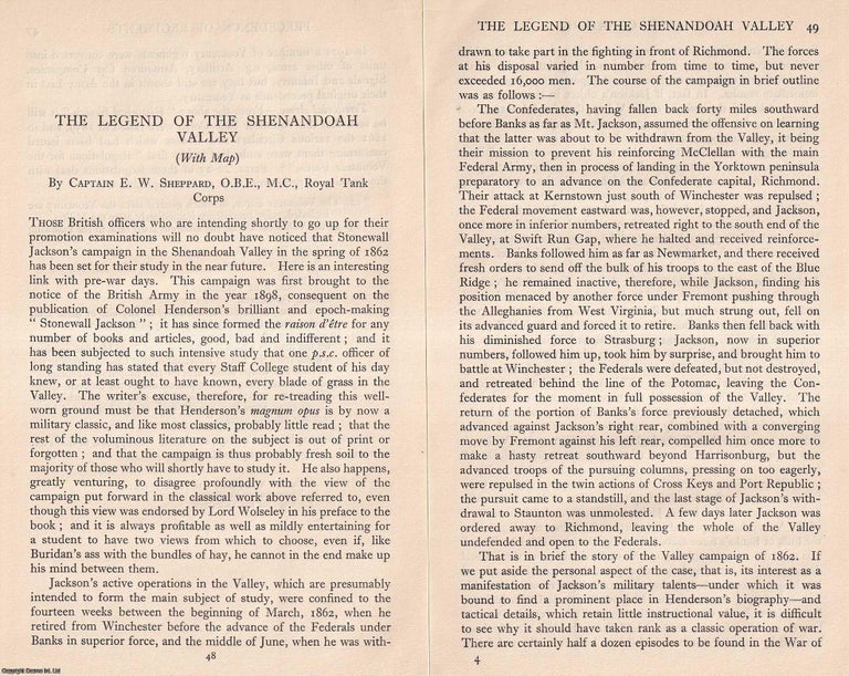 Item #407433 The Legend of the Shenandoah Valley. An original article from the Army Quarterly,...